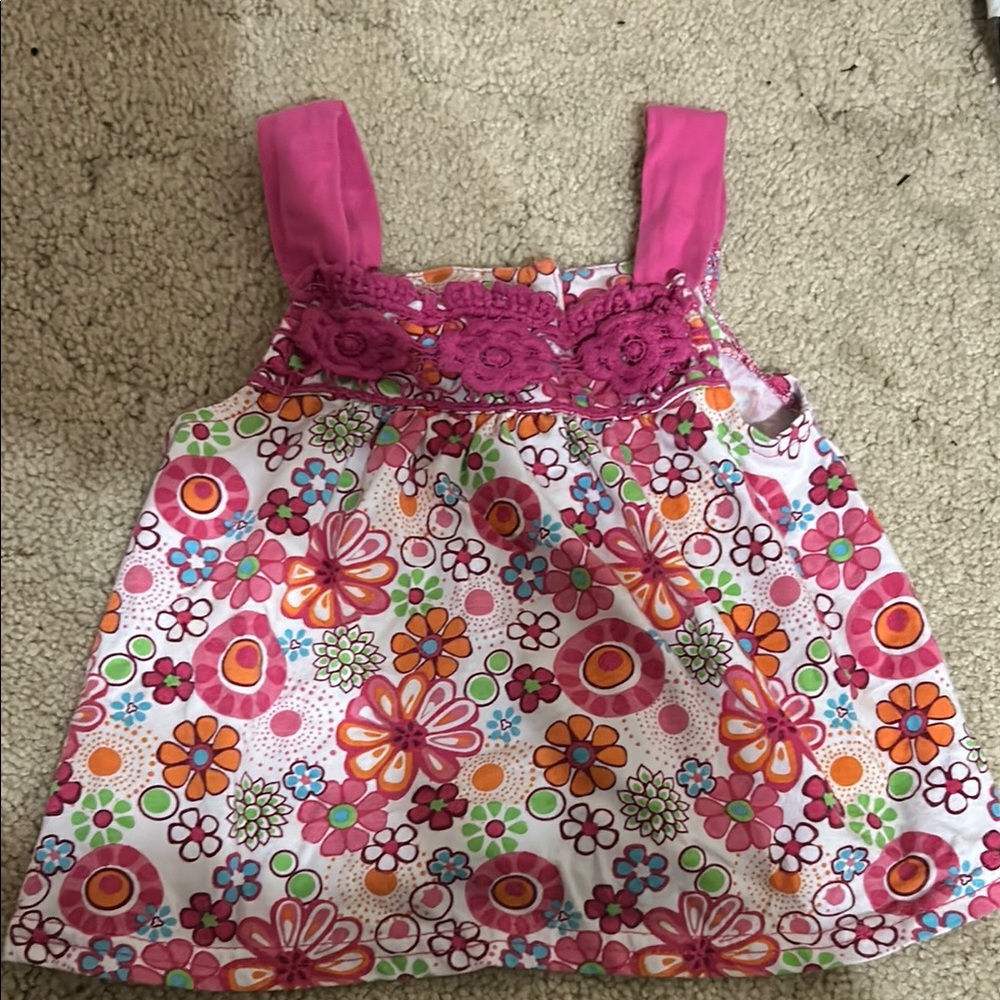 Floral Pink and Multicolor Sleeveless Top